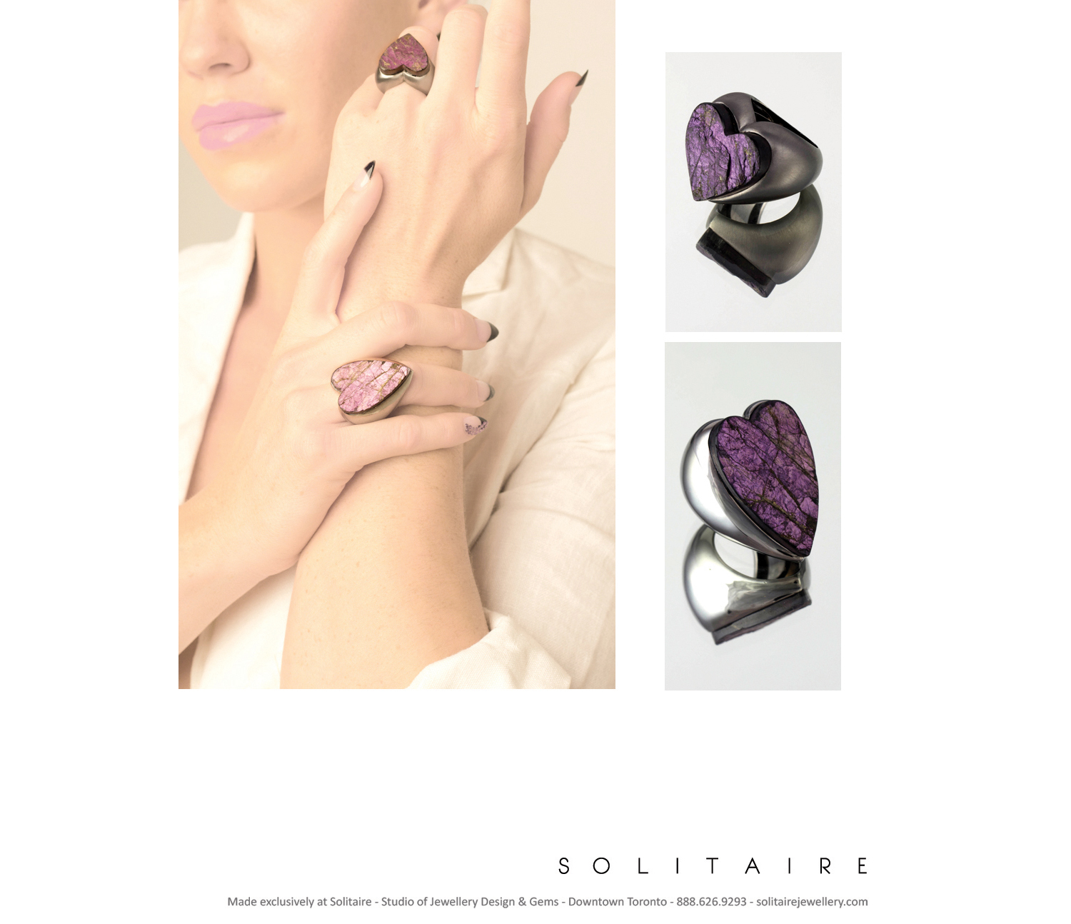 Purple Heart Rings by Alex Armen: Muse & Fame Collection available only on Solitaire Jewellery's Online Shop